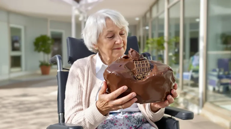 La chocolatière offre un énorme œuf en chocolat à l’hôpital